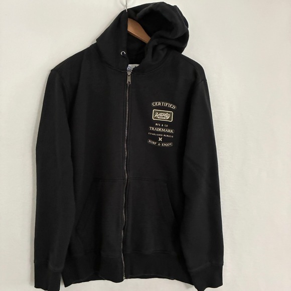 Hurley Hoodie Jacket Mens Size M Full Zip Surf Skater Beach Patch Sweater Y2K - Picture 1 of 8